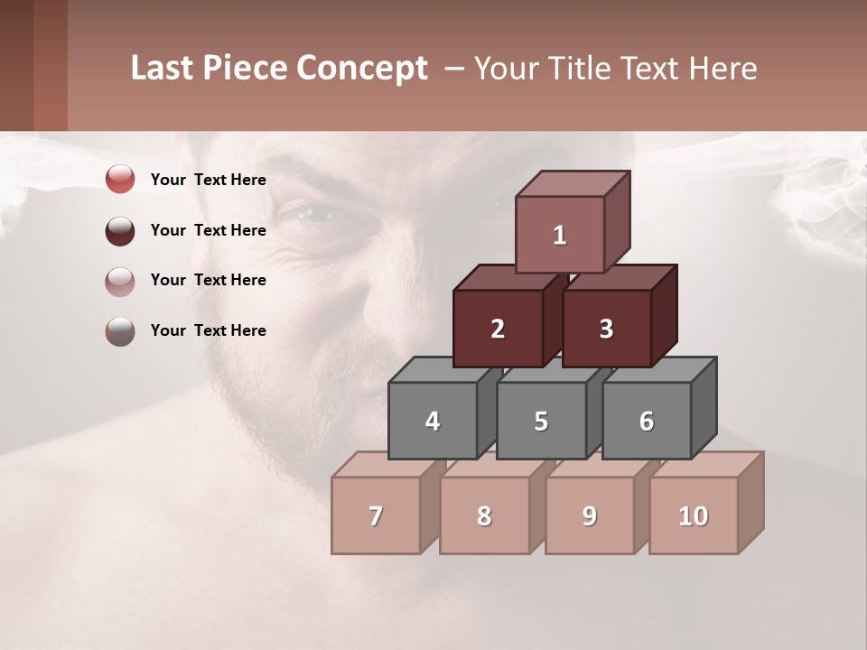 A Man With A Beard And No Shirt Is Making A Face With Smoke Coming Out PowerPoint Template