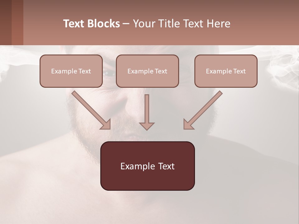 A Man With A Beard And No Shirt Is Making A Face With Smoke Coming Out PowerPoint Template