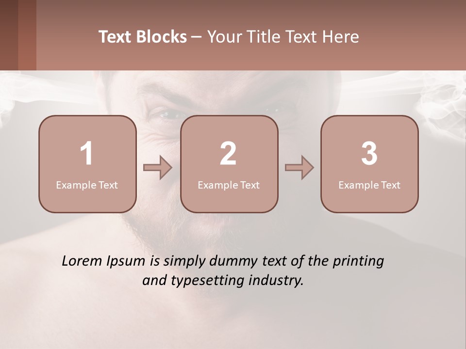 A Man With A Beard And No Shirt Is Making A Face With Smoke Coming Out PowerPoint Template