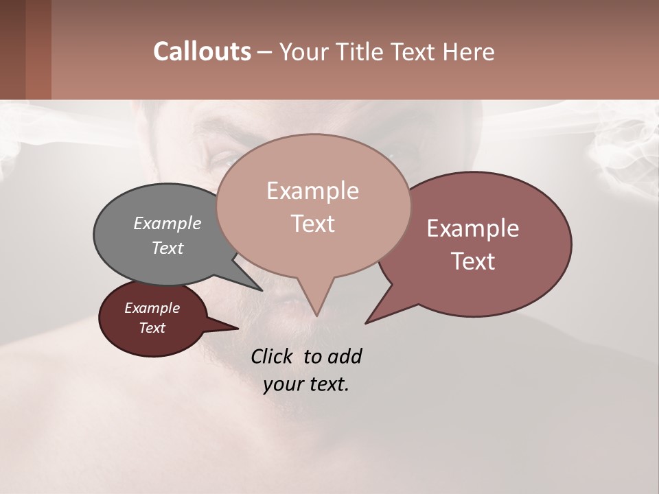 A Man With A Beard And No Shirt Is Making A Face With Smoke Coming Out PowerPoint Template