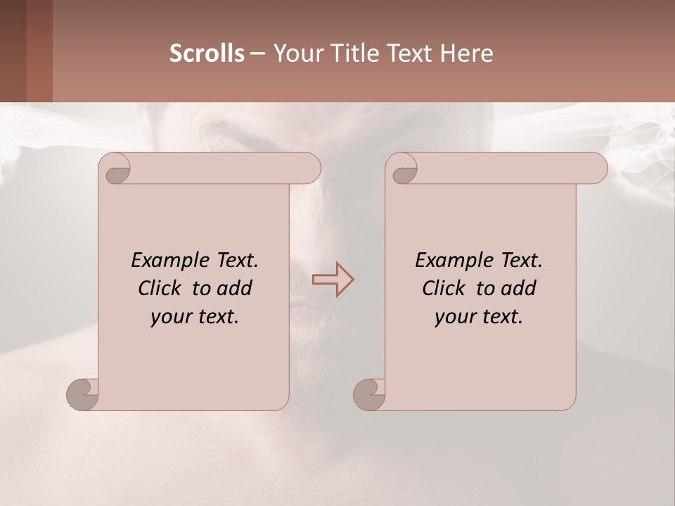 A Man With A Beard And No Shirt Is Making A Face With Smoke Coming Out PowerPoint Template