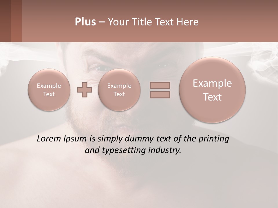 A Man With A Beard And No Shirt Is Making A Face With Smoke Coming Out PowerPoint Template