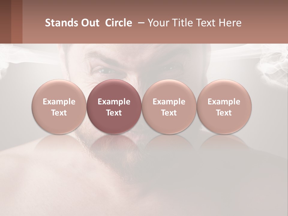 A Man With A Beard And No Shirt Is Making A Face With Smoke Coming Out PowerPoint Template
