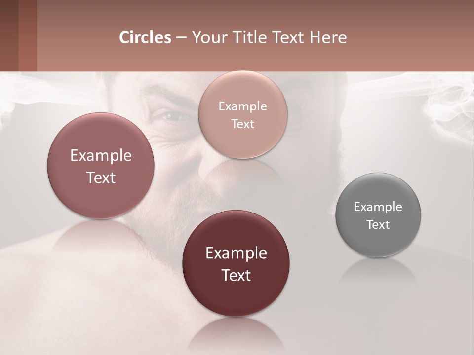 A Man With A Beard And No Shirt Is Making A Face With Smoke Coming Out PowerPoint Template