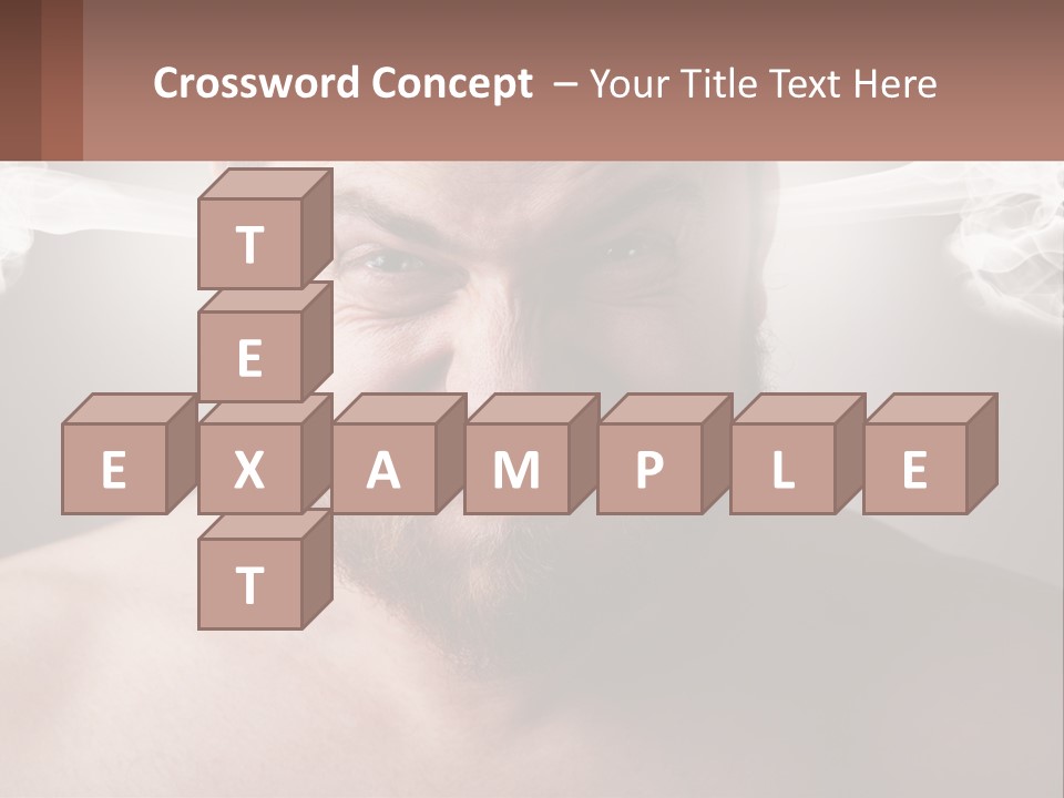 A Man With A Beard And No Shirt Is Making A Face With Smoke Coming Out PowerPoint Template