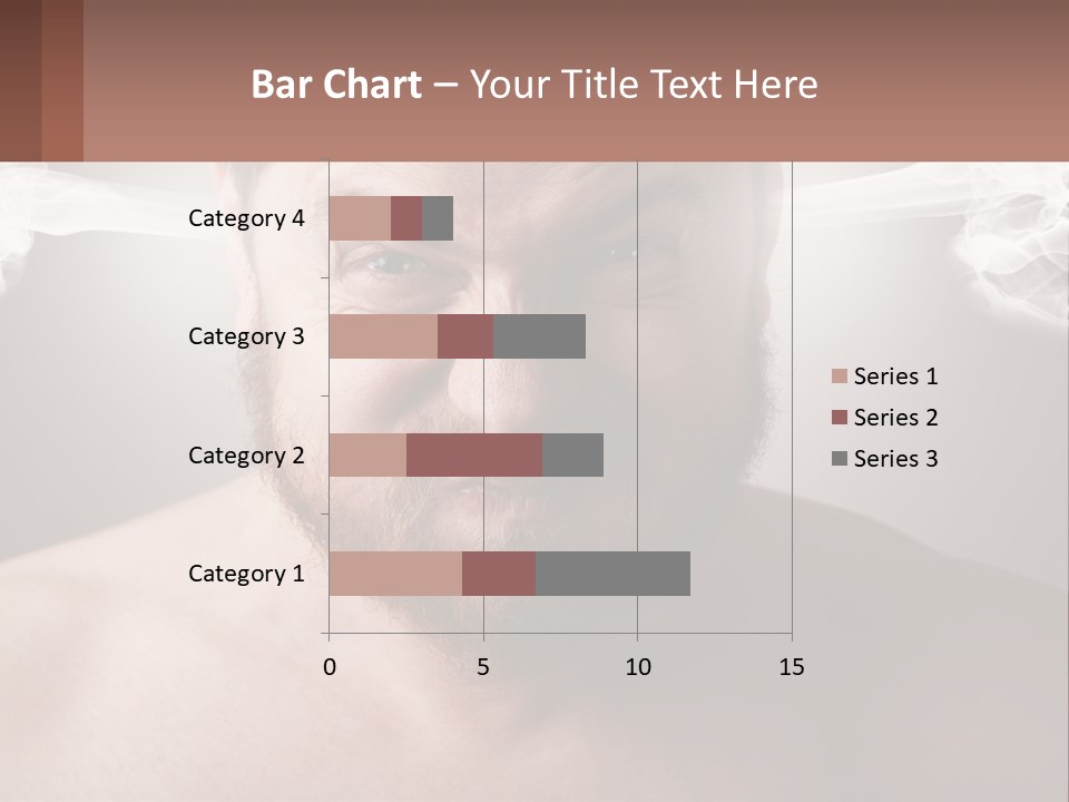 A Man With A Beard And No Shirt Is Making A Face With Smoke Coming Out PowerPoint Template
