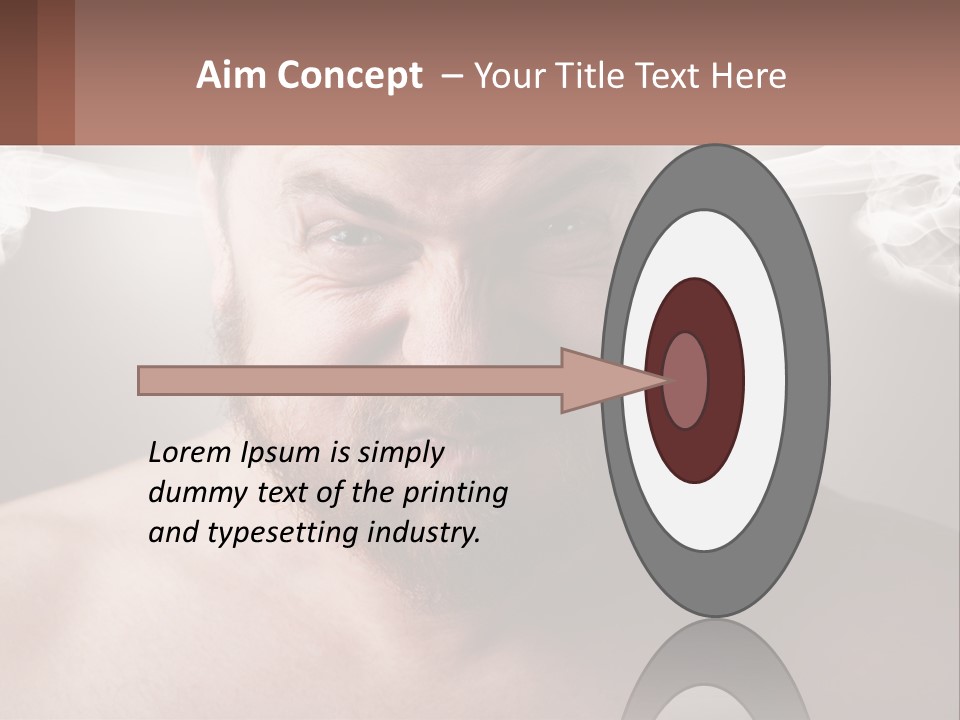 A Man With A Beard And No Shirt Is Making A Face With Smoke Coming Out PowerPoint Template