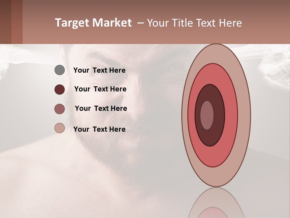 A Man With A Beard And No Shirt Is Making A Face With Smoke Coming Out PowerPoint Template