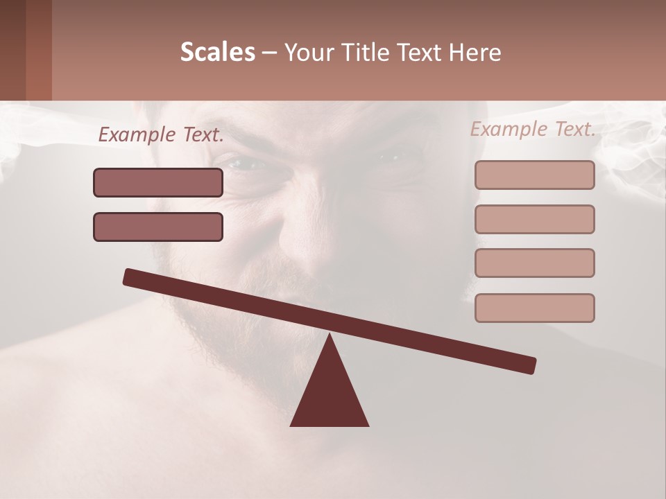 A Man With A Beard And No Shirt Is Making A Face With Smoke Coming Out PowerPoint Template