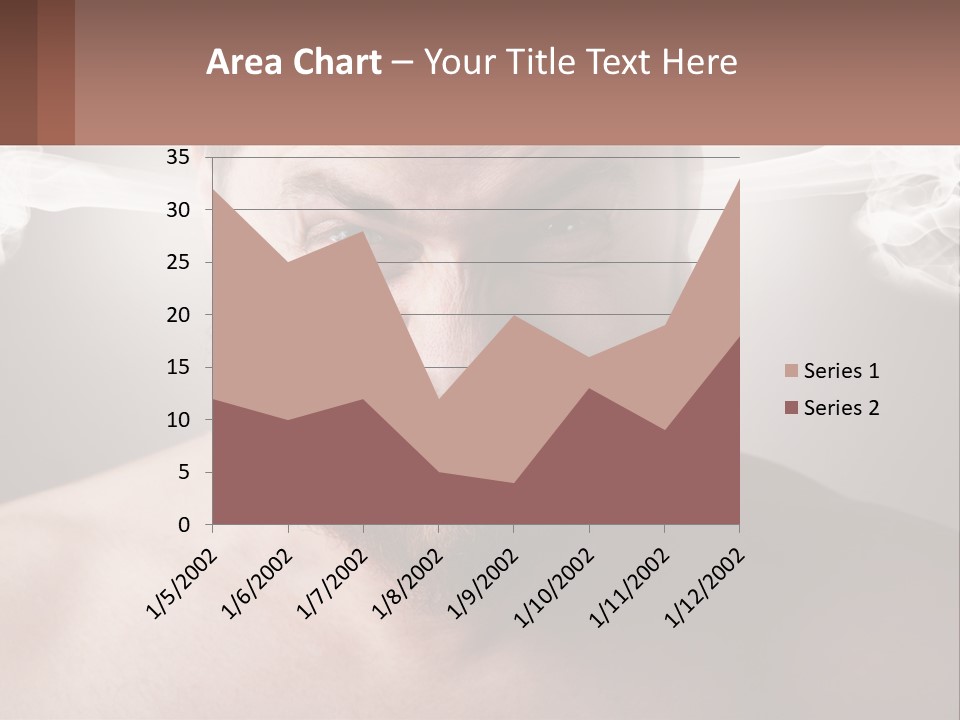 A Man With A Beard And No Shirt Is Making A Face With Smoke Coming Out PowerPoint Template