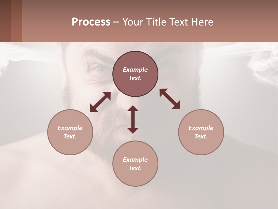 A Man With A Beard And No Shirt Is Making A Face With Smoke Coming Out PowerPoint Template