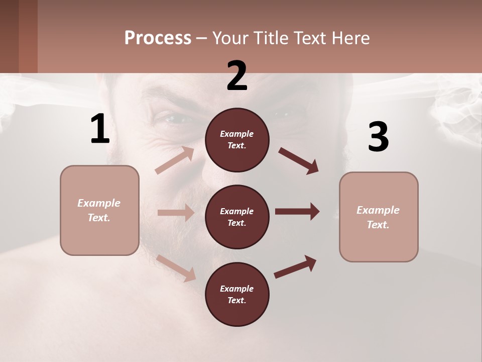 A Man With A Beard And No Shirt Is Making A Face With Smoke Coming Out PowerPoint Template