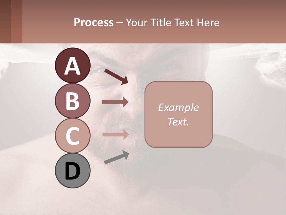 A Man With A Beard And No Shirt Is Making A Face With Smoke Coming Out PowerPoint Template