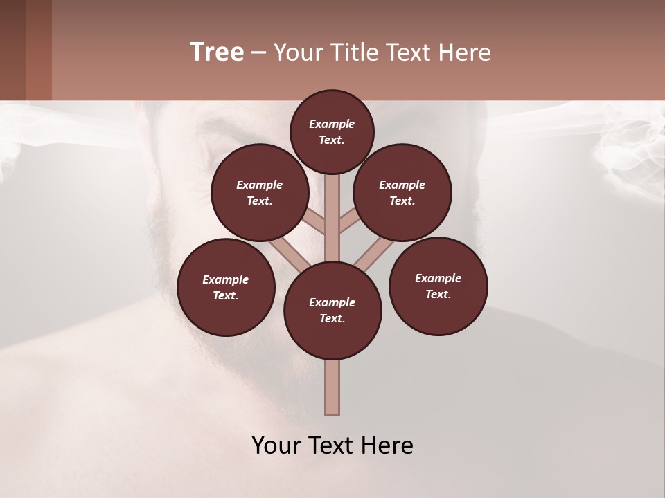 A Man With A Beard And No Shirt Is Making A Face With Smoke Coming Out PowerPoint Template