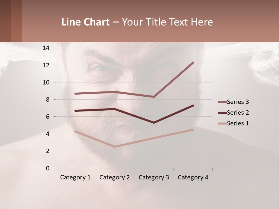 A Man With A Beard And No Shirt Is Making A Face With Smoke Coming Out PowerPoint Template