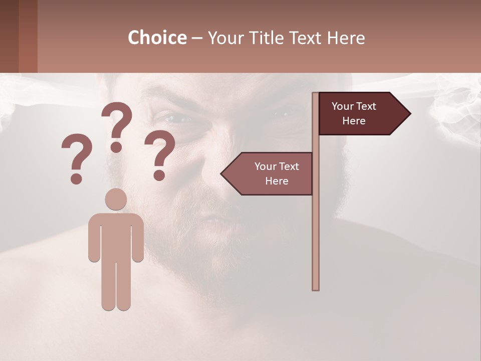 A Man With A Beard And No Shirt Is Making A Face With Smoke Coming Out PowerPoint Template