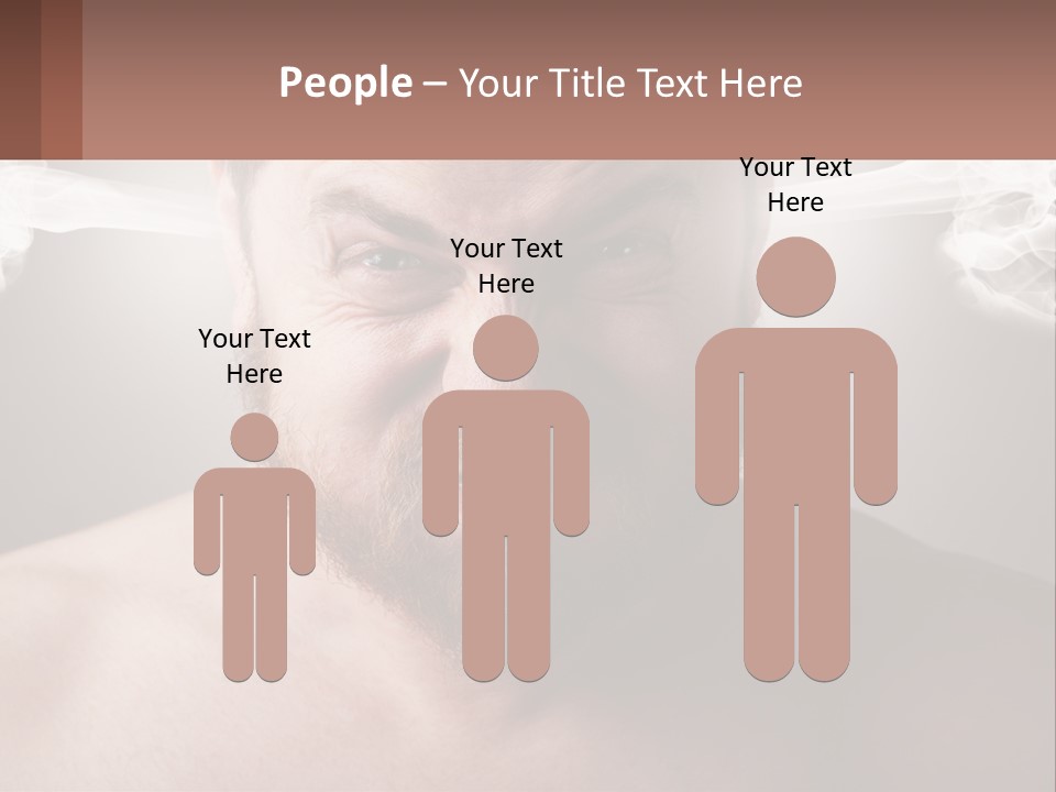 A Man With A Beard And No Shirt Is Making A Face With Smoke Coming Out PowerPoint Template