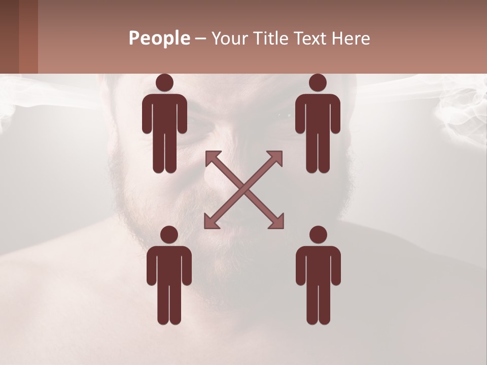 A Man With A Beard And No Shirt Is Making A Face With Smoke Coming Out PowerPoint Template