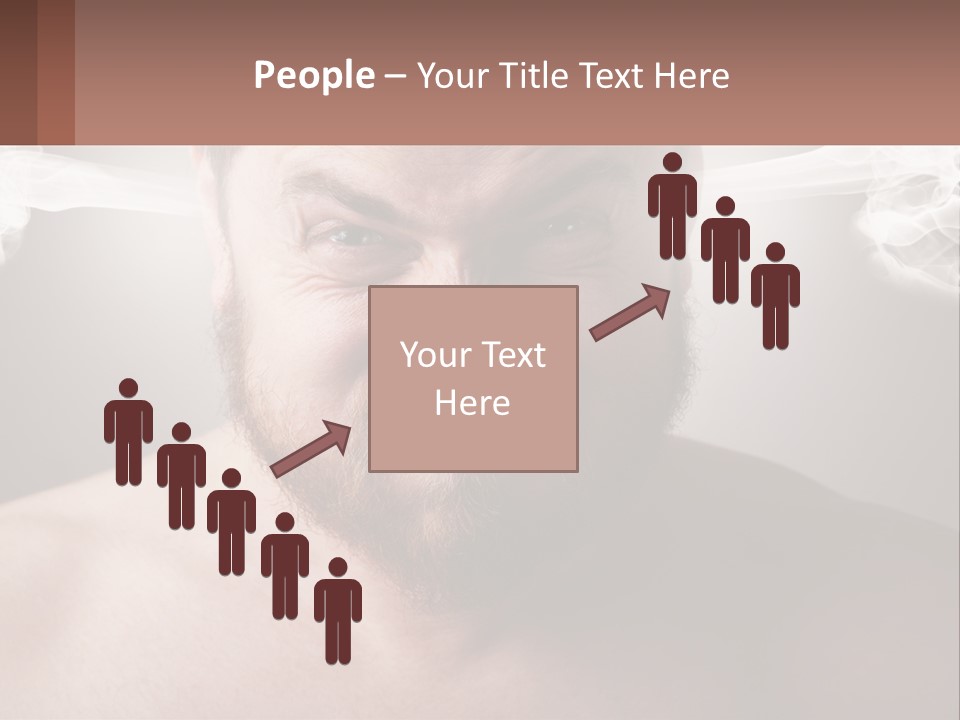 A Man With A Beard And No Shirt Is Making A Face With Smoke Coming Out PowerPoint Template