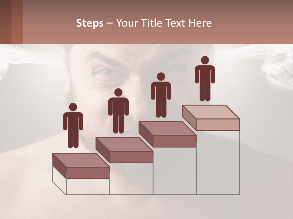 A Man With A Beard And No Shirt Is Making A Face With Smoke Coming Out PowerPoint Template