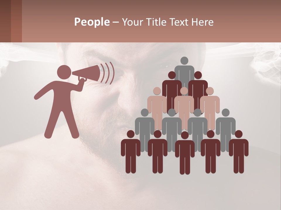 A Man With A Beard And No Shirt Is Making A Face With Smoke Coming Out PowerPoint Template