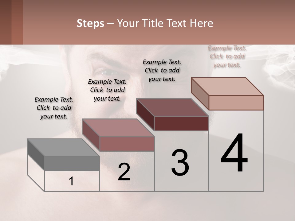 A Man With A Beard And No Shirt Is Making A Face With Smoke Coming Out PowerPoint Template