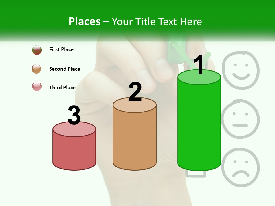 A Hand Writing On A White Board With A Green Marker PowerPoint Template