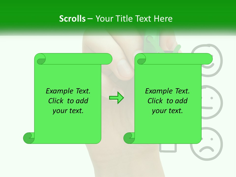 A Hand Writing On A White Board With A Green Marker PowerPoint Template