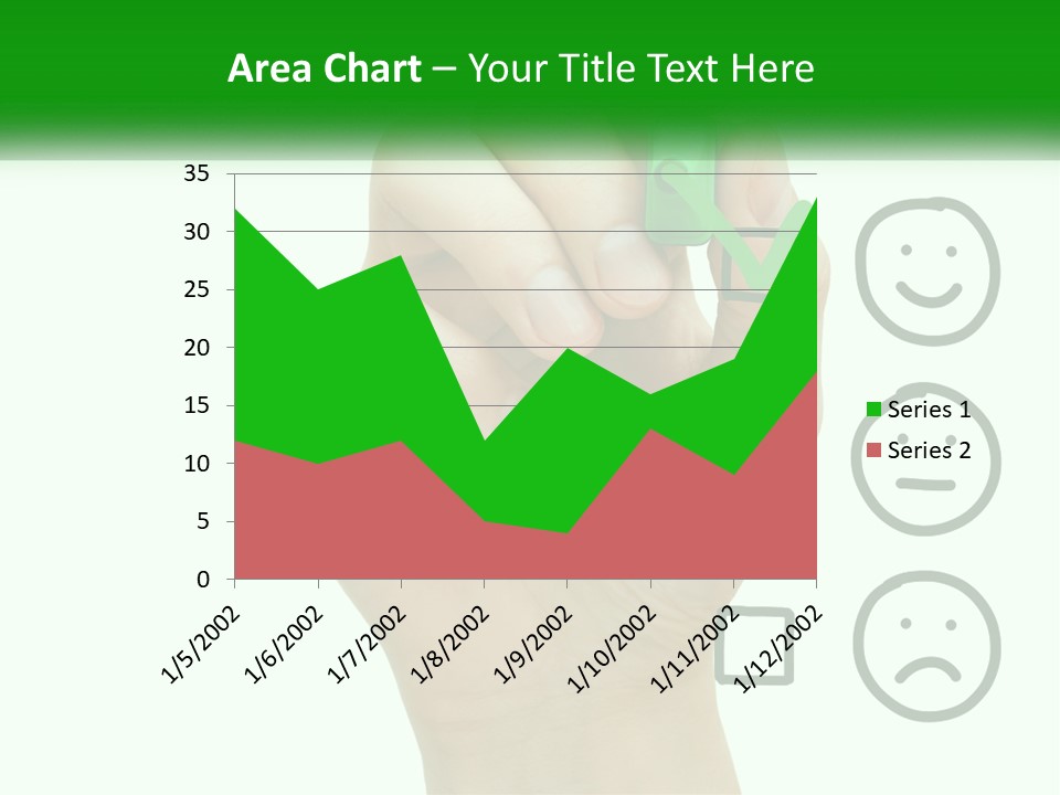 A Hand Writing On A White Board With A Green Marker PowerPoint Template