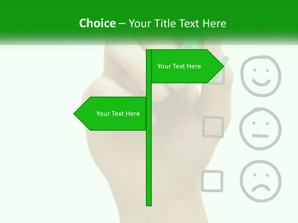 A Hand Writing On A White Board With A Green Marker PowerPoint Template
