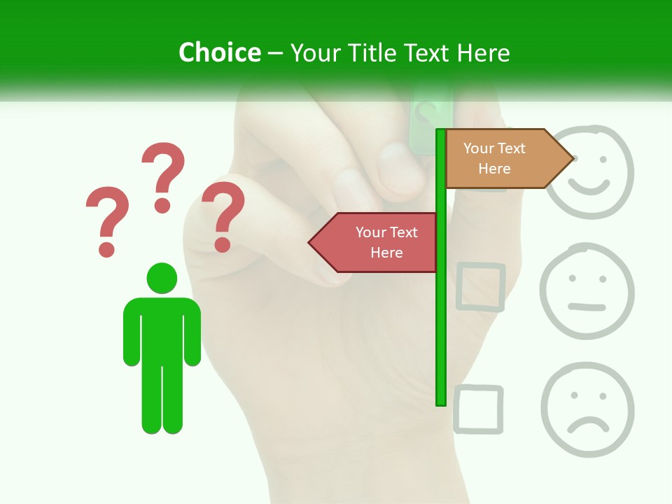 A Hand Writing On A White Board With A Green Marker PowerPoint Template