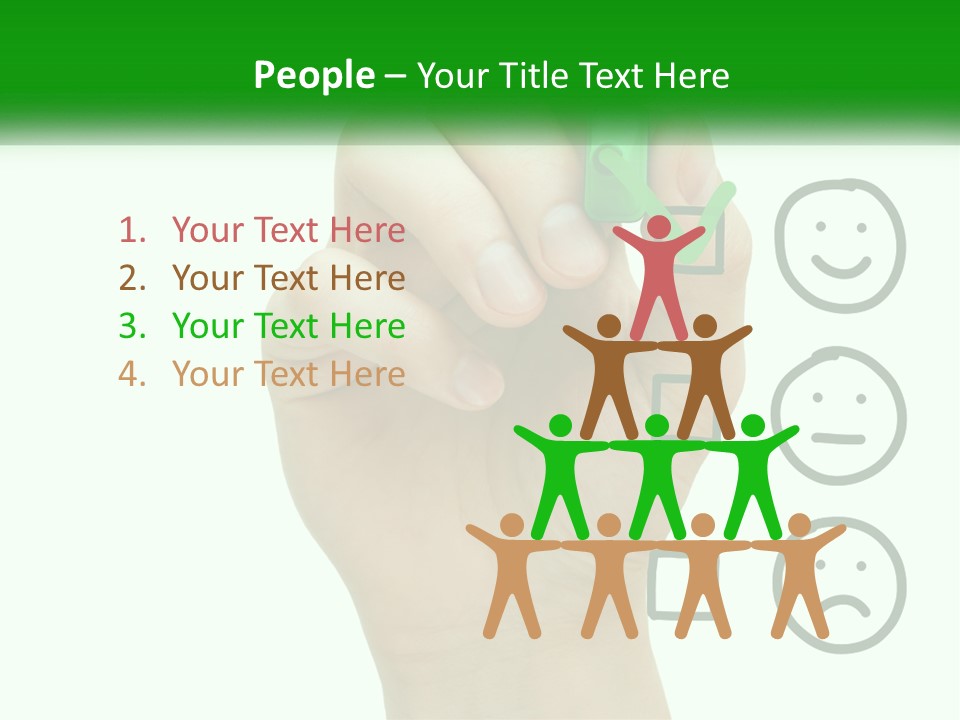 A Hand Writing On A White Board With A Green Marker PowerPoint Template