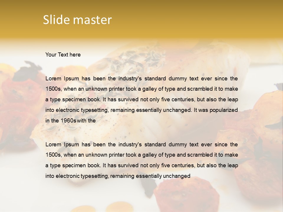 A White Plate Topped With Fish And Vegetables PowerPoint Template