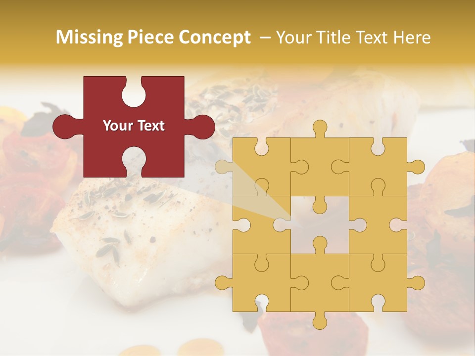 A White Plate Topped With Fish And Vegetables PowerPoint Template