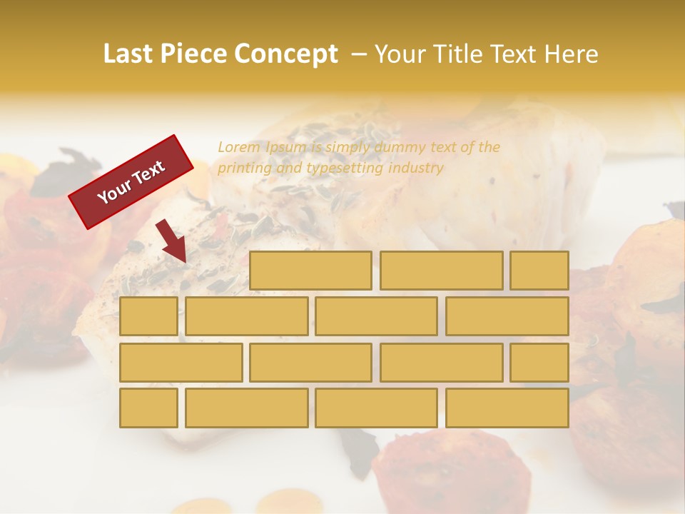 A White Plate Topped With Fish And Vegetables PowerPoint Template