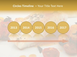 A White Plate Topped With Fish And Vegetables PowerPoint Template