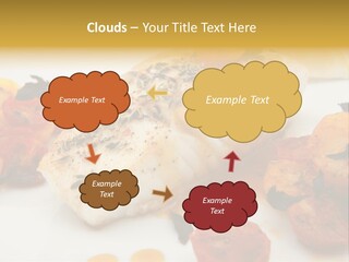 A White Plate Topped With Fish And Vegetables PowerPoint Template