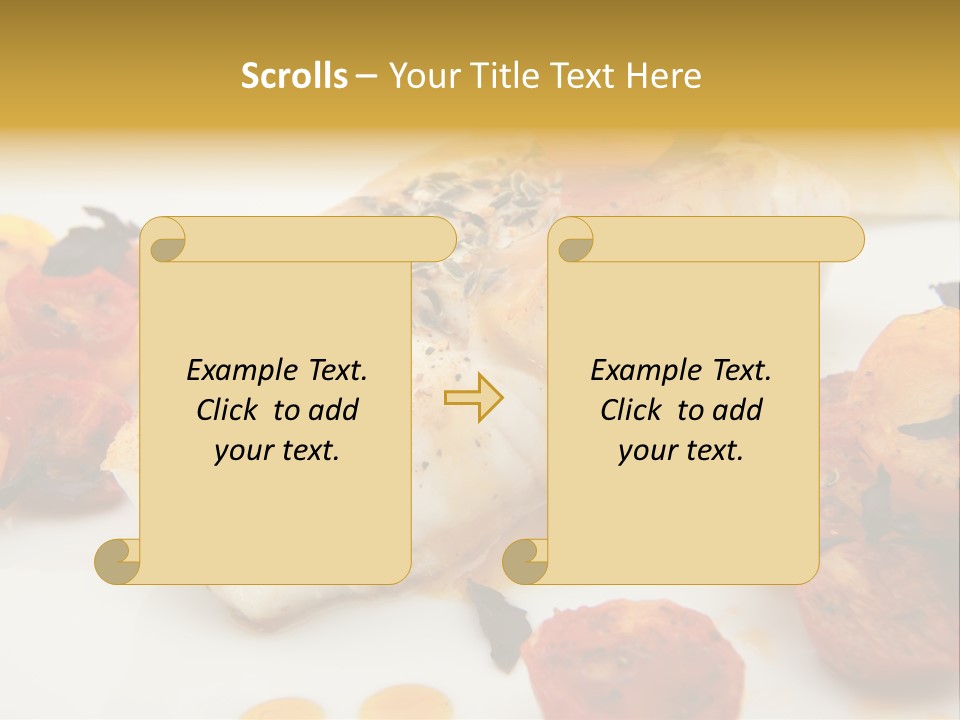 A White Plate Topped With Fish And Vegetables PowerPoint Template