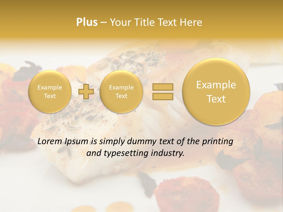 A White Plate Topped With Fish And Vegetables PowerPoint Template