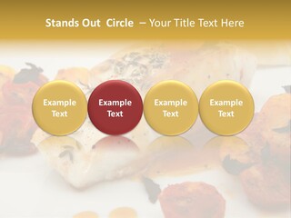 A White Plate Topped With Fish And Vegetables PowerPoint Template