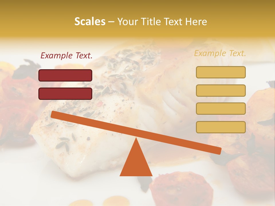 A White Plate Topped With Fish And Vegetables PowerPoint Template
