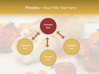 A White Plate Topped With Fish And Vegetables PowerPoint Template