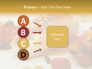 A White Plate Topped With Fish And Vegetables PowerPoint Template