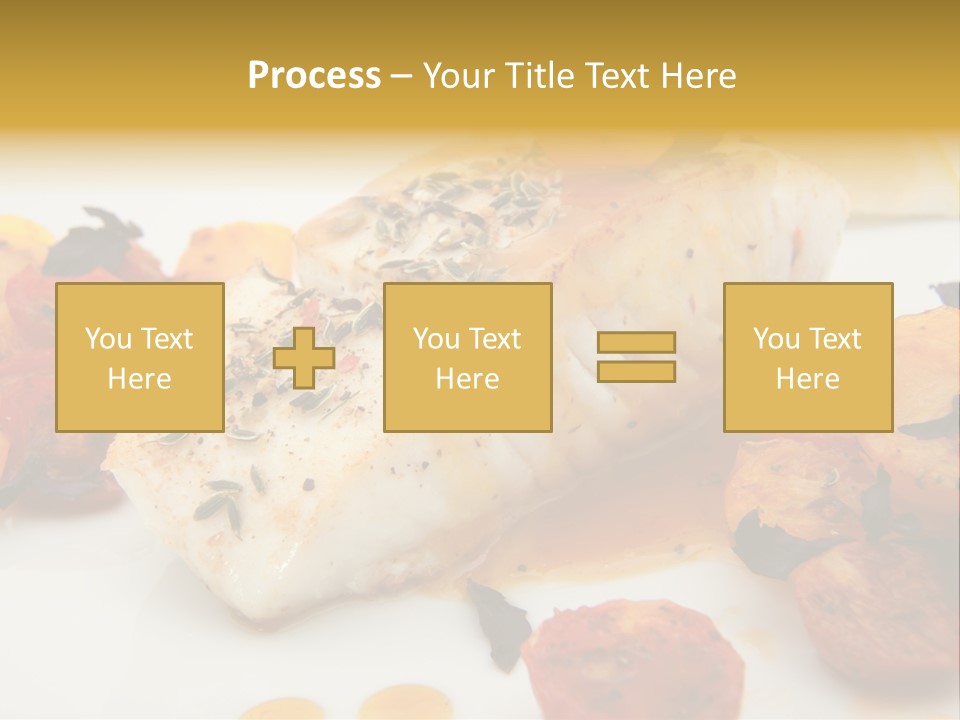 A White Plate Topped With Fish And Vegetables PowerPoint Template