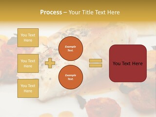 A White Plate Topped With Fish And Vegetables PowerPoint Template