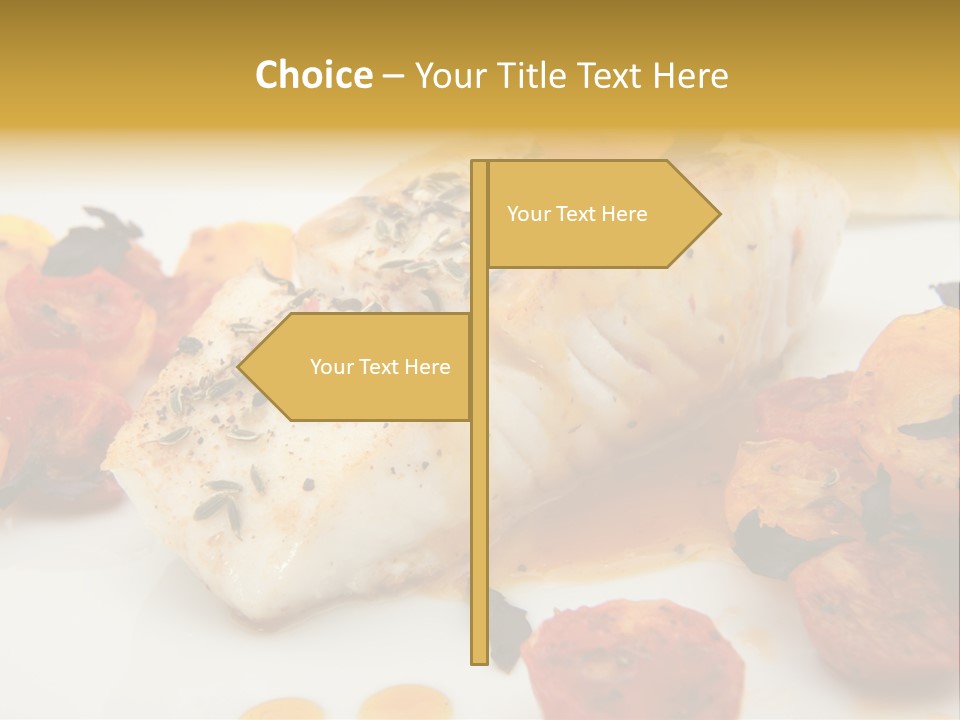 A White Plate Topped With Fish And Vegetables PowerPoint Template