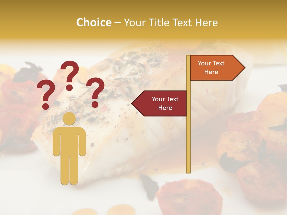 A White Plate Topped With Fish And Vegetables PowerPoint Template