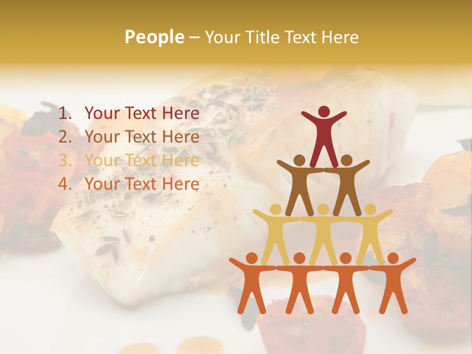 A White Plate Topped With Fish And Vegetables PowerPoint Template