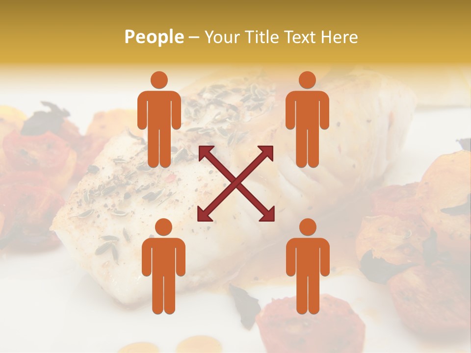 A White Plate Topped With Fish And Vegetables PowerPoint Template