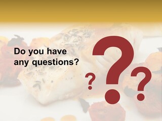 A White Plate Topped With Fish And Vegetables PowerPoint Template